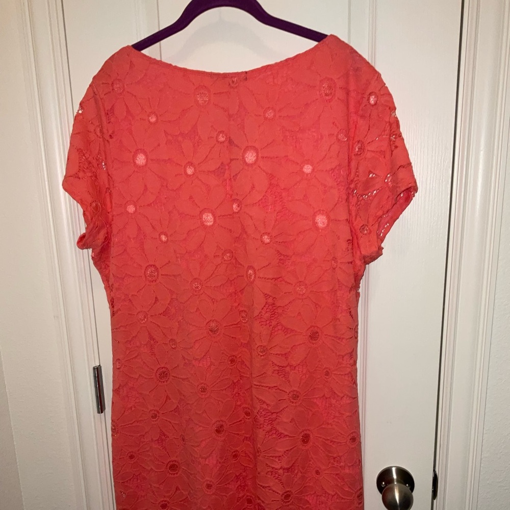 Tiana B Coral lined eyelet dress